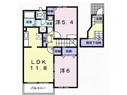 コンフォールエミネンスII(2LDK/2階)の間取り写真