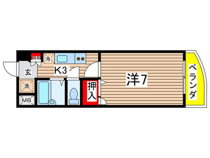 BAOBAB中筋2(1K/3階)の間取り写真