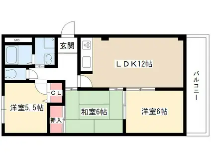 グリーンヒルズ白山(3LDK/4階)の間取り写真