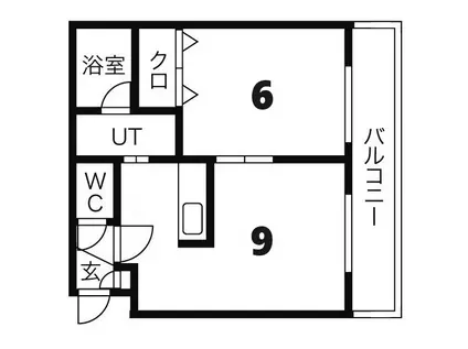 ブランノワール厚別中央(1DK/4階)の間取り写真