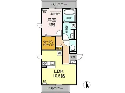 フローレンA・B棟A棟(1LDK/2階)の間取り写真