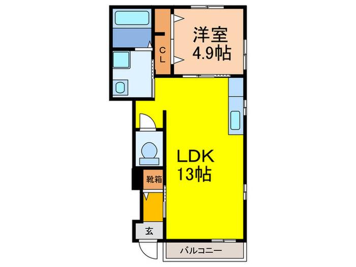 フォンテーヌ逆瀬川(1LDK/1階)の間取り写真