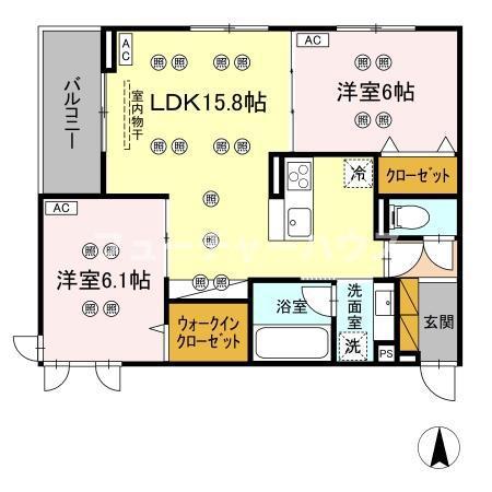 ピエドリオ(2LDK/2階)の間取り写真