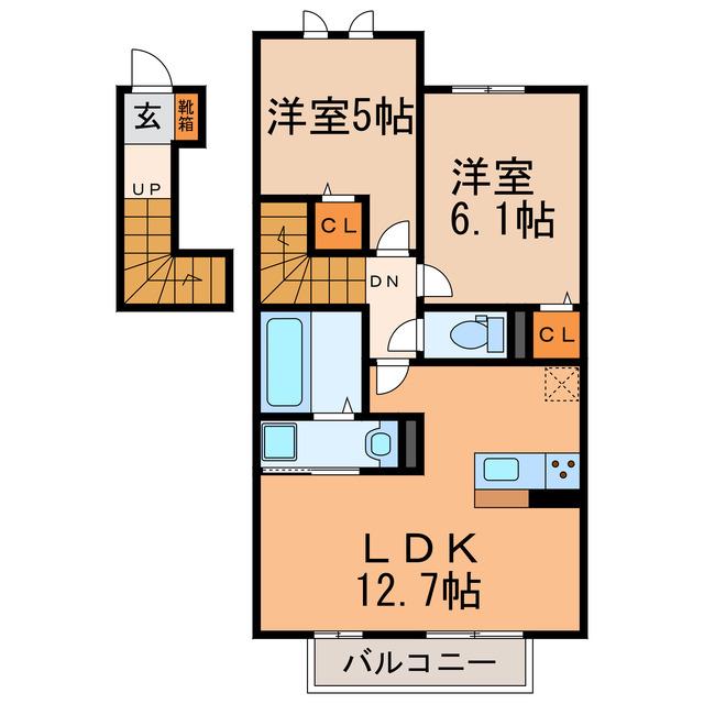 プレジール(2LDK/2階)の間取り写真