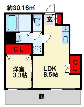 コンフォートプレイス小倉(1LDK/1階)の間取り写真