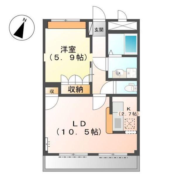 プレサスヒルズ(1LDK/1階)の間取り写真