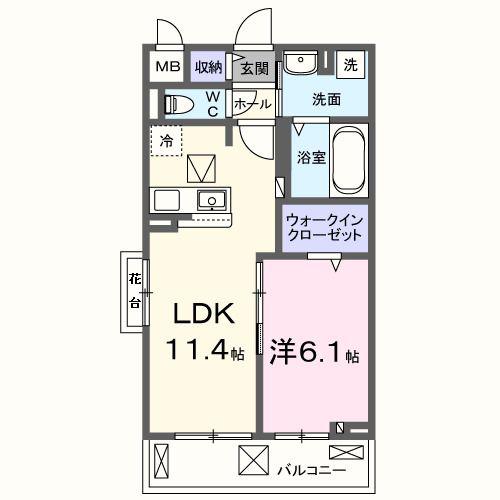 プラーツ ブレイダ(1LDK/1階)の間取り写真