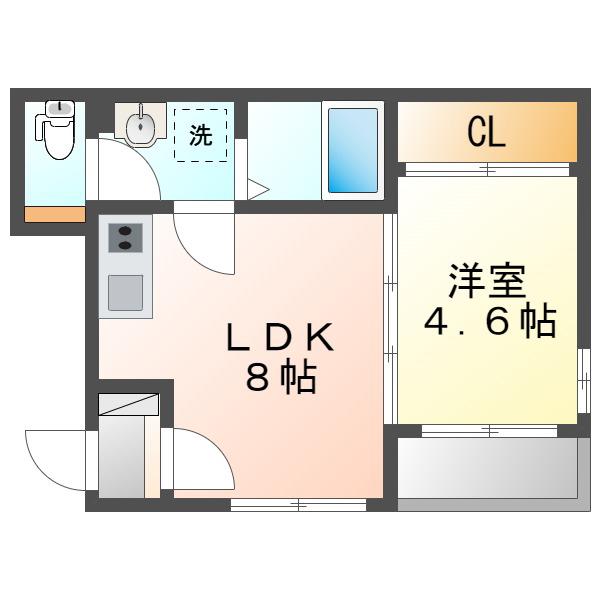 アンバー尾頭橋(1LDK/1階)の間取り写真