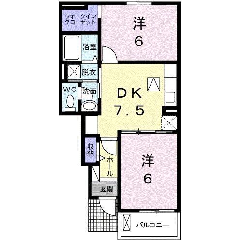 クレストールKIII(2DK/1階)の間取り写真