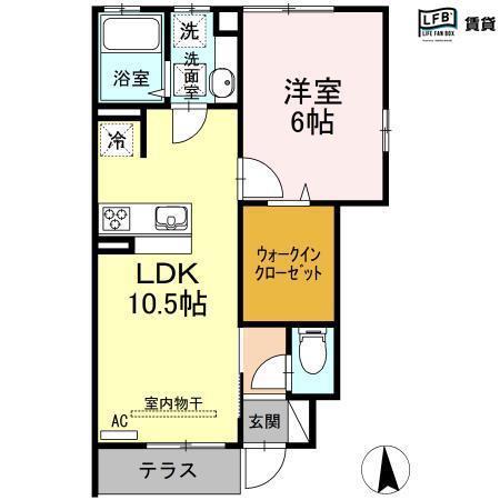 エクリュ(1LDK/1階)の間取り写真