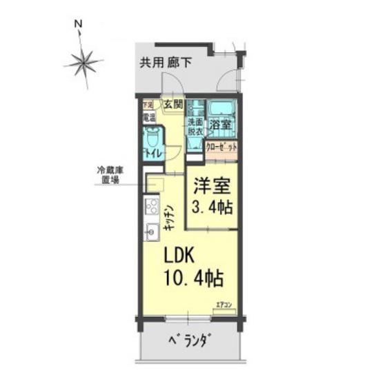 アリビオ富田(1LDK/5階)の間取り写真