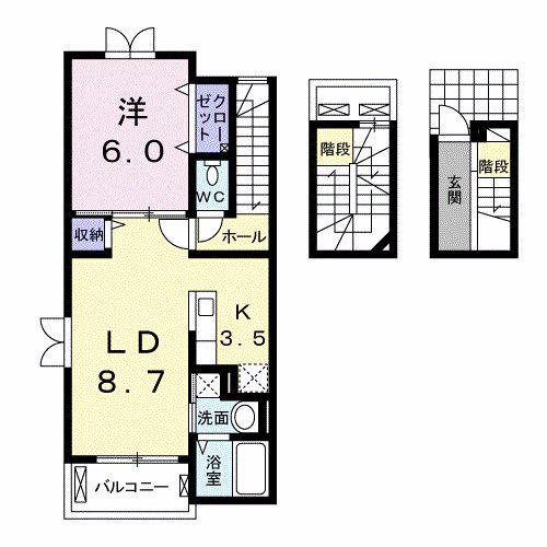 リバーサイド・グラースK(1LDK/3階)の間取り写真