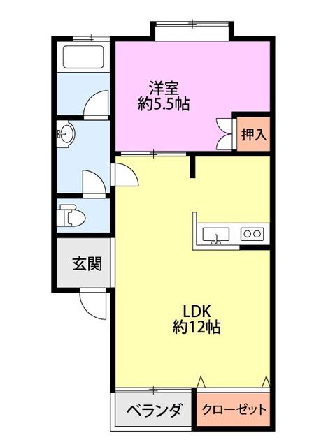 グランコート21(1LDK/2階)の間取り写真