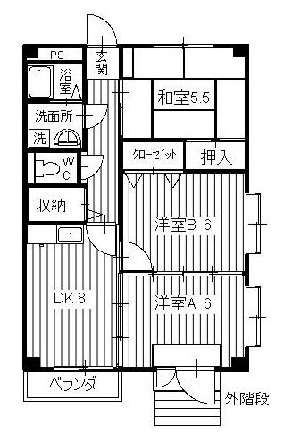 KTプレイス(3DK/1階)の間取り写真