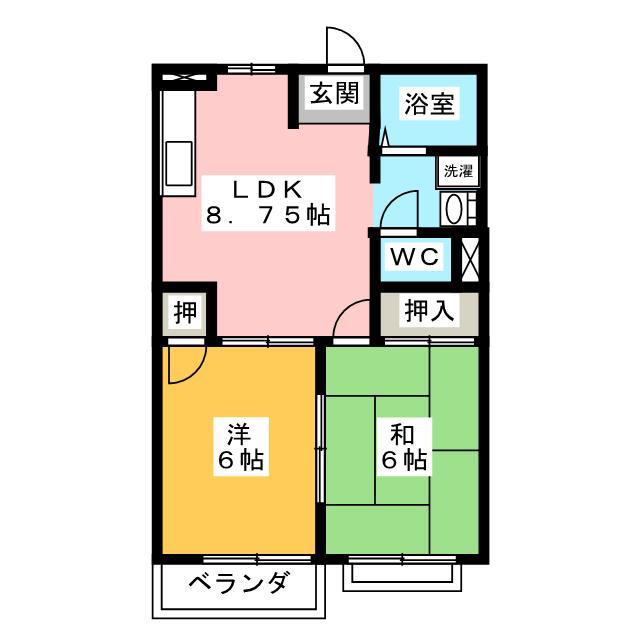KS HOUSE B棟(2LDK/2階)の間取り写真