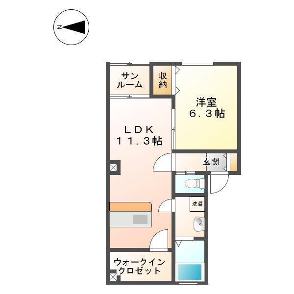 コーポ安田(1LDK/2階)の間取り写真