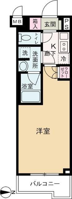 ルーブル武蔵中原伍番館(1K/1階)の間取り写真