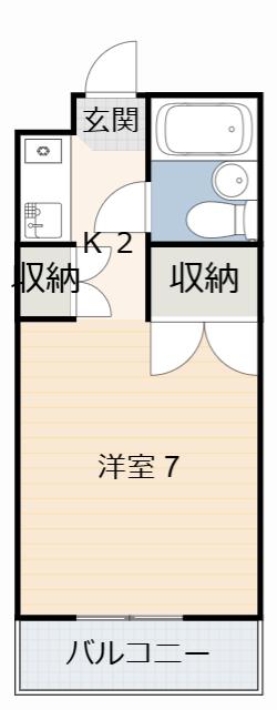 コーポろくえん(ワンルーム/3階)の間取り写真