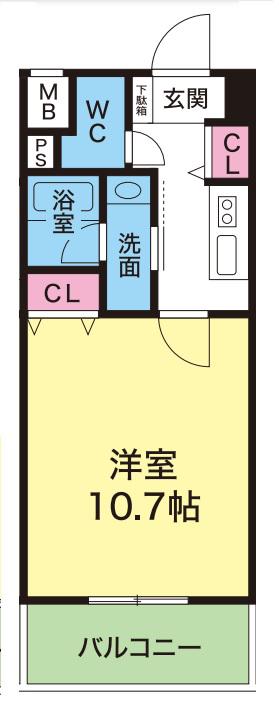 YKハイツ西明石II(1K/6階)の間取り写真