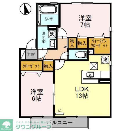 コアロードⅤ(2LDK/1階)の間取り写真
