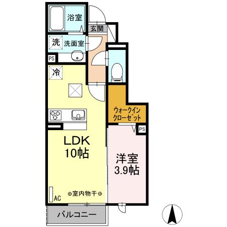 グランプラース G棟(1LDK/1階)の間取り写真