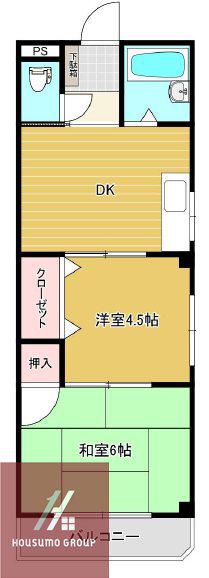 メゾンド西宮(2DK/4階)の間取り写真