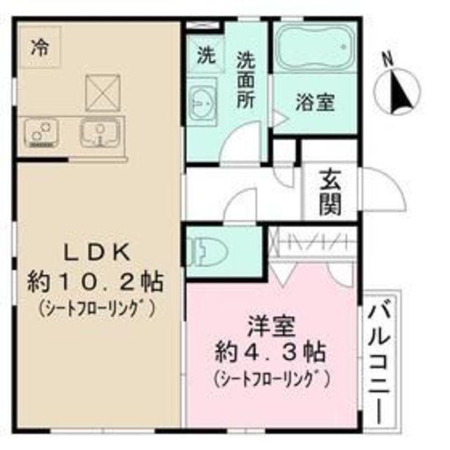 メープルハウス(1LDK/1階)の間取り写真