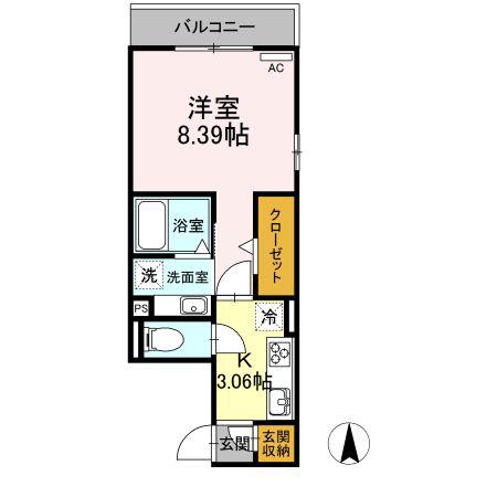 ALLUGE岐阜(1K/3階)の間取り写真