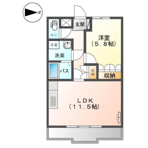 レーベンヒル(1LDK/2階)の間取り写真
