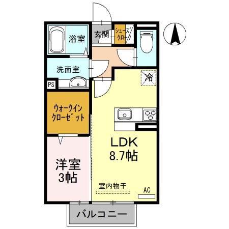 D-ROOM東高松II(1LDK/2階)の間取り写真