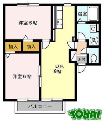 シャルム(2DK/1階)の間取り写真