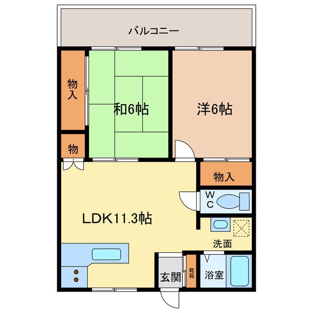 ハイツレーベン(2LDK/2階)の間取り写真