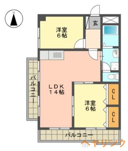 シェモア(2LDK/1階)の間取り写真