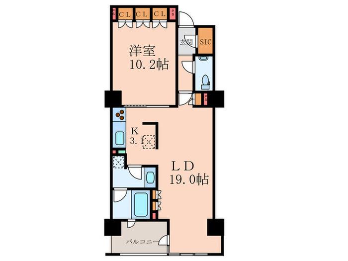 パークアクシス恵比寿(1LDK/6階)の間取り写真