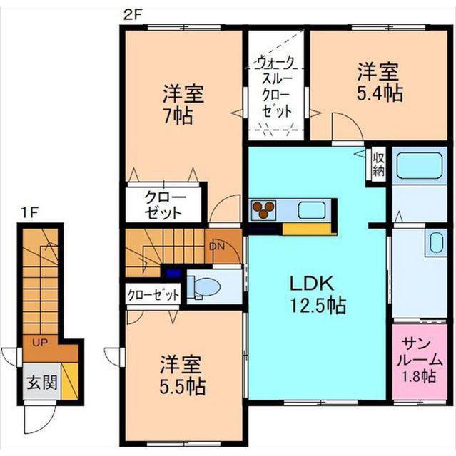 シャーメゾンII B棟(3LDK/2階)の間取り写真