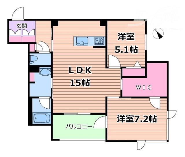 カヴァリエーレ(2LDK/2階)の間取り写真