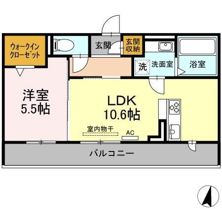 ヴィラージュ(1LDK/1階)の間取り写真