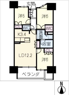 プラウド一宮 1003号(3LDK/10階)の間取り写真