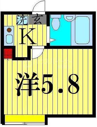 ベル北綾瀬A(1K/2階)の間取り写真