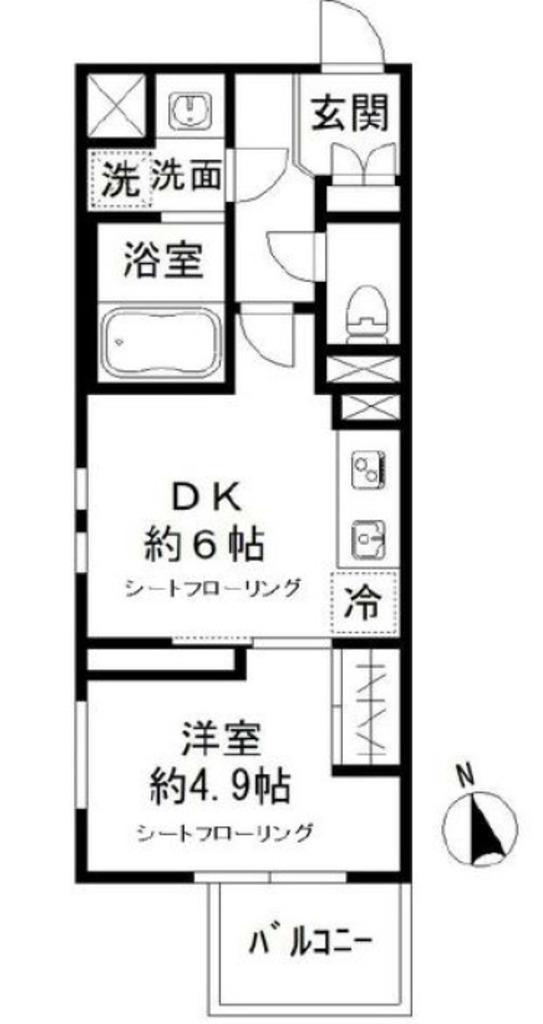 モクシオン四谷三丁目(1DK/2階)の間取り写真
