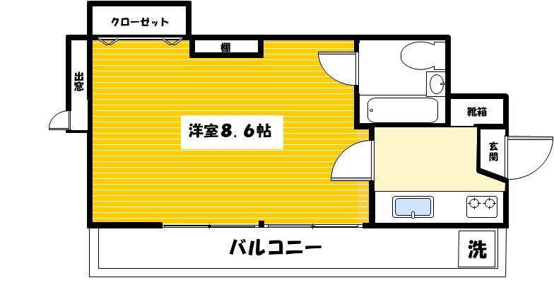 メゾン小金井(1K/2階)の間取り写真