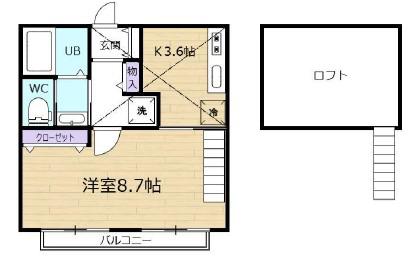 LIFE BUDDY 駒林元町(1K/2階)の間取り写真