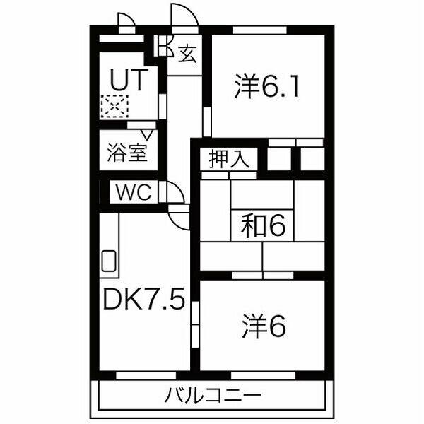 エクセルメゾンA(3DK/2階)の間取り写真