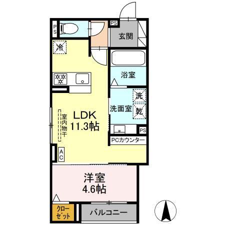 ルヴィータ剣町(1LDK/3階)の間取り写真