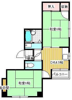 尾橋ビル(2DK/3階)の間取り写真