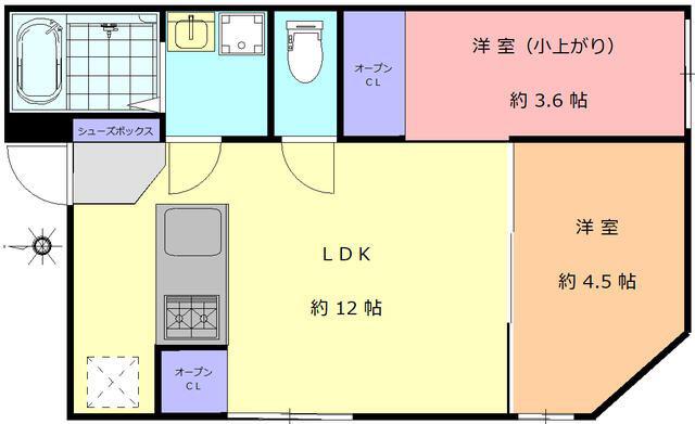 RECORRIDONAKANOSHINBASHI(2LDK/1階)の間取り写真