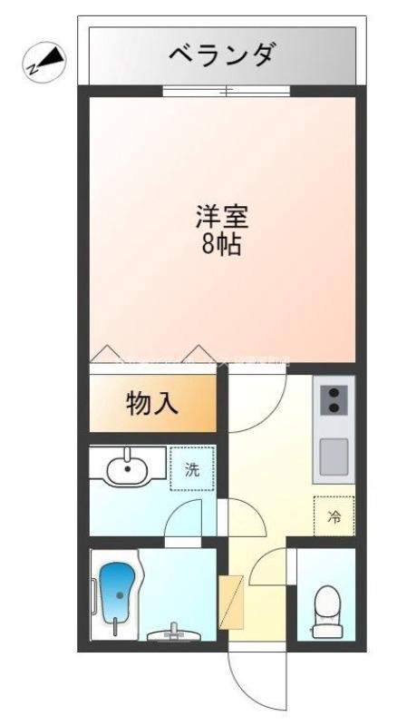 ファミール西小山(1K/2階)の間取り写真