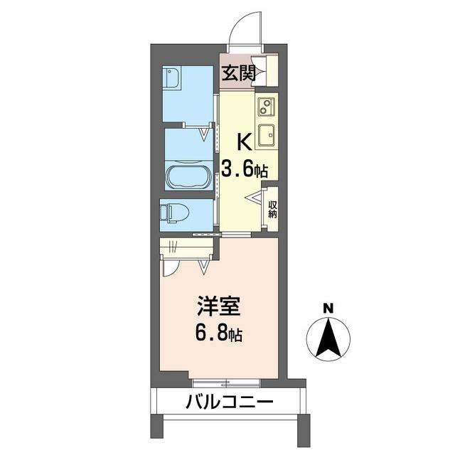 グランコート下浜田(1K/3階)の間取り写真