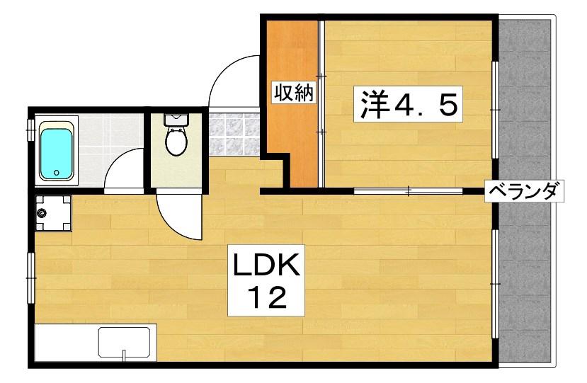 チェリーハイツ香里(1LDK/1階)の間取り写真