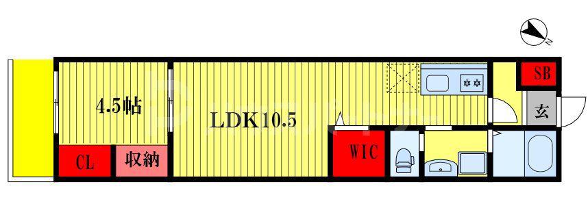 セミカ蘇我(1LDK/1階)の間取り写真